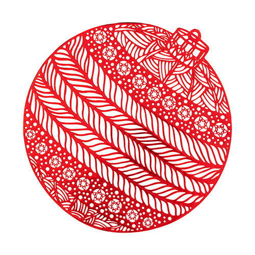 Dækkeserviet julekugle - Rød Ø 38 cm.