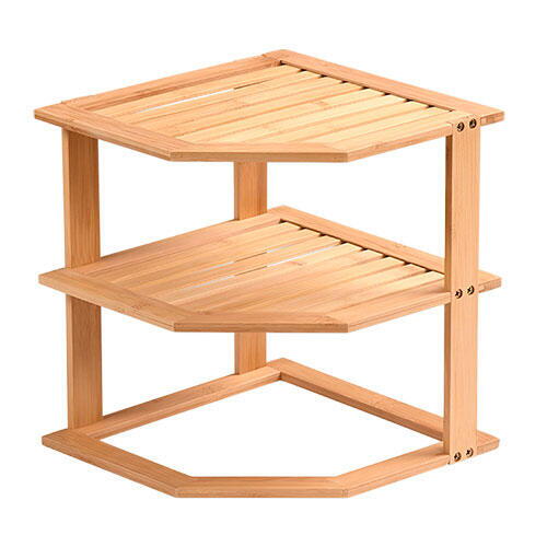 Køkkenbordshylde til hjørne - Bambus dobbelt