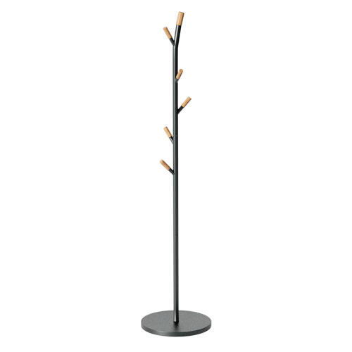 Stumtjener i metal og træ - 175,5 cm. | Sort