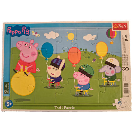 Rammepuslespil 15 brikker - Gurli Gris m/ balloner