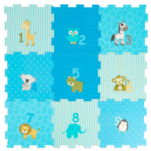 Legemåtte med dyr - 18 dele | Blå