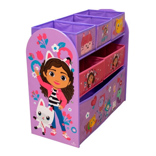 Børnereol med legetøjskasser - 60 x 62,5 x 29,5 cm. Gabby's dukkehus