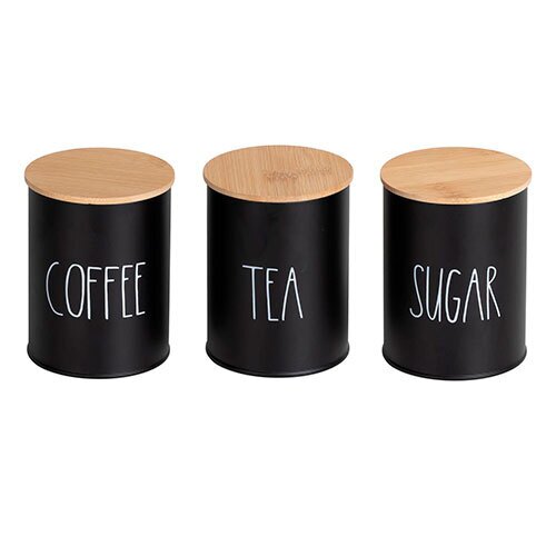 Dåse til kaffe, te og sukker - Sort