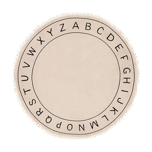 Lille gulvtæppe Alphabet - Ø 120 cm.