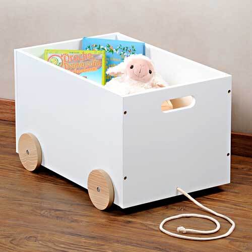 Hvid legetøjskasse Wheely - 30 x 50 x 35 cm.