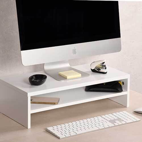 Hævet bord til computerskærm - Hvid