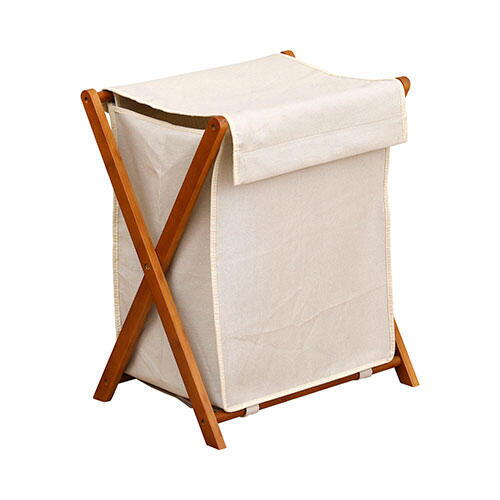 Vasketøjskurv foldbar - Bambus m/ akacie design