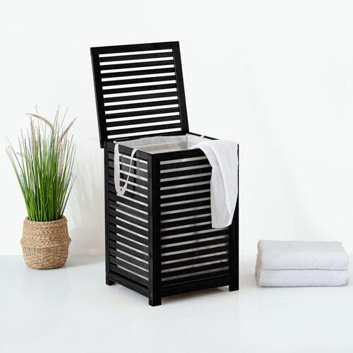 Snavsetøjskurv i træ - Sort