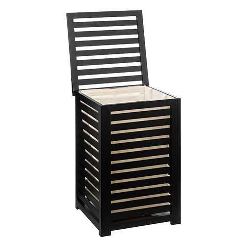 Træ vasketøjskurv - Sort