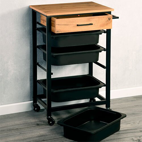 Køkkentrolley i træ og metal - Siw