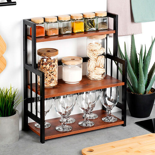 Træ hylde til køkkenbord - 3 etager