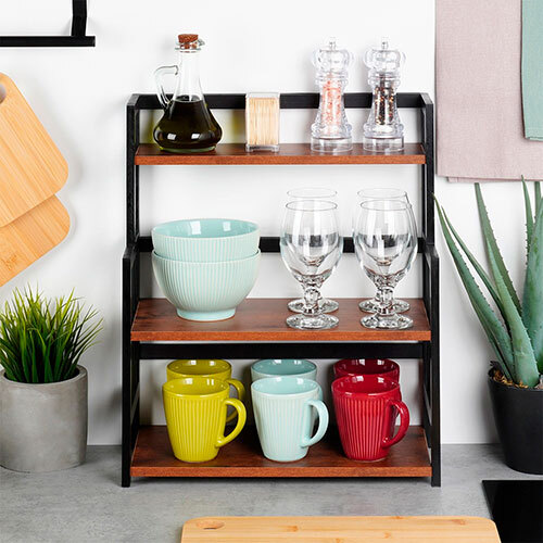 Køkkenbordsreol med 3 hylder - Sort