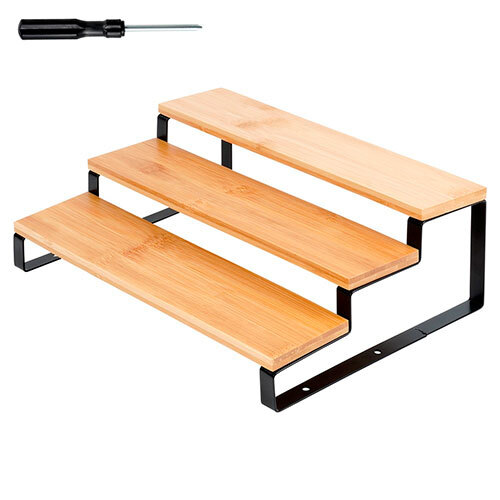 Hylde til køkkenbord i træ - 3 niveauer