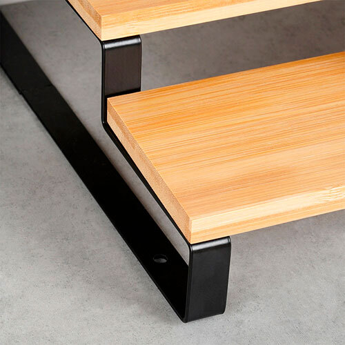 Hylde til køkkenbord - 3 niveauer | Sort og træ