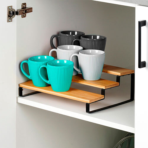 Sort køkkenbordshylde i træ - 3 niveauer