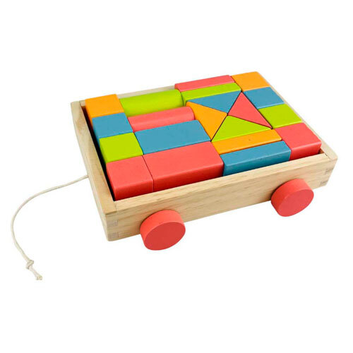 Byggeklodser m/ trækvogn - 20 dele | 100% FSC