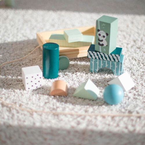 Eichhorn trækvogn m/ byggeklodser - Panda