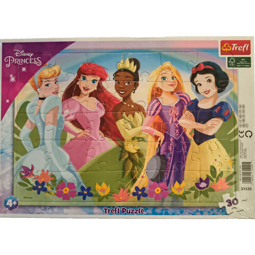Rammepuslespil 30 brikker - Disney prinsesser på række