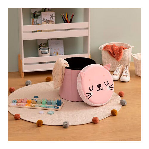 Puf med legetøjsopbvaring - Kat