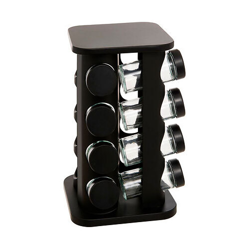 Krydderikarrusel i stål - 12 glas | Sort
