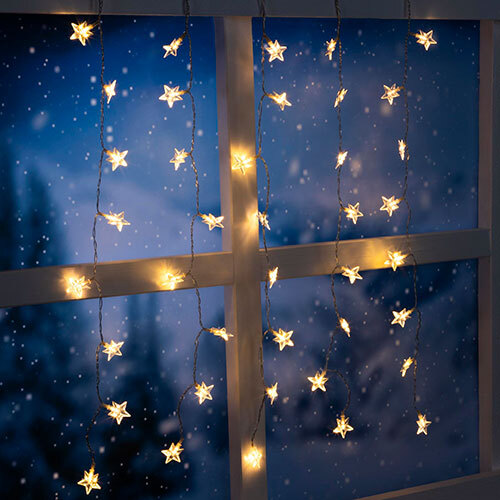 Julelys Udendørs stjernegardin m/ LED lys og timer