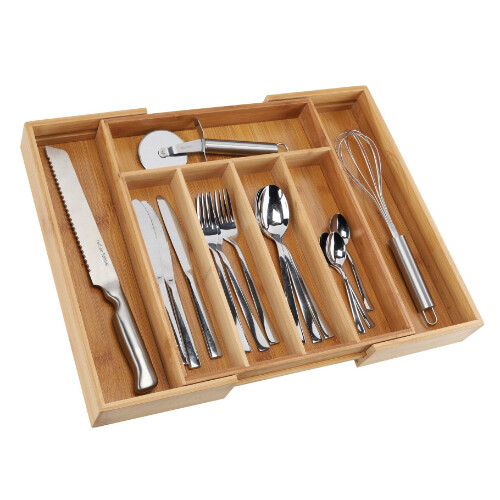 Bestikbakke i bambus 5-7 rum - Dybde 37 cm.