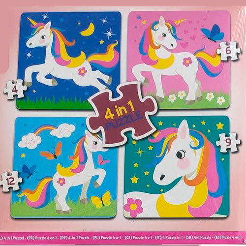 Puslespil +3 år | Enhjørninger 4-i-1