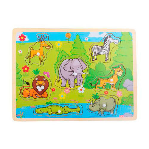 Puslespil i træ m/ 8 brikker - Zoo