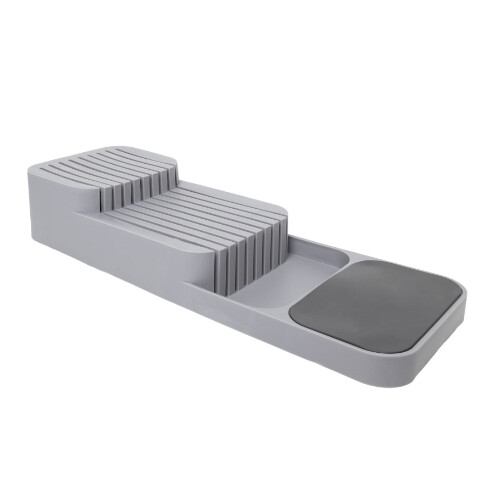 Knivblok til skuffe i grå plast