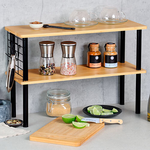 Køkkenbordsopbevaring med to hylder - Sort