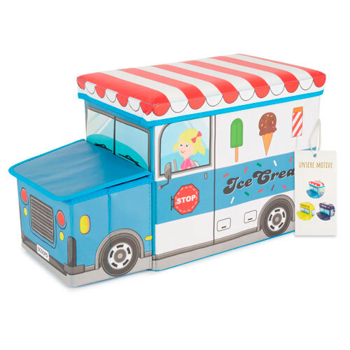 Legetøjskasse m/ siddeplads isbil - 46 L