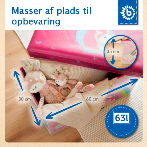 Opbevaringskasse med siddeplads til børneværelset - Enhjørning