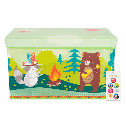 Legetøjskasse m/ siddeplads skovens dyr - 63 L
