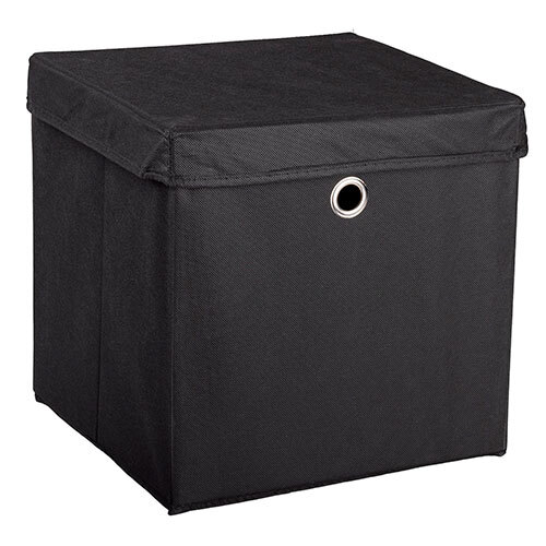 Opbevaringskasse med låg - Sort 2'er sæt