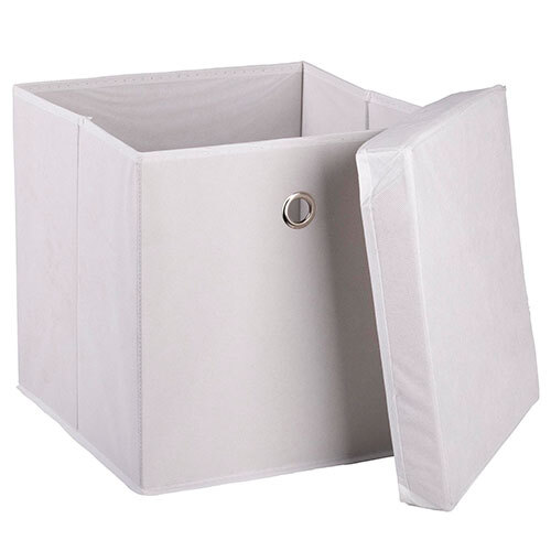 Opbevaringskasse med låg grå - 30 x 30 cm.