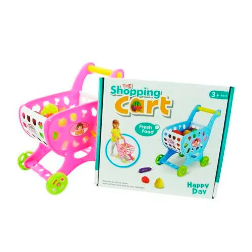 Indkøbsvogn m/ dagligvarer - Blå