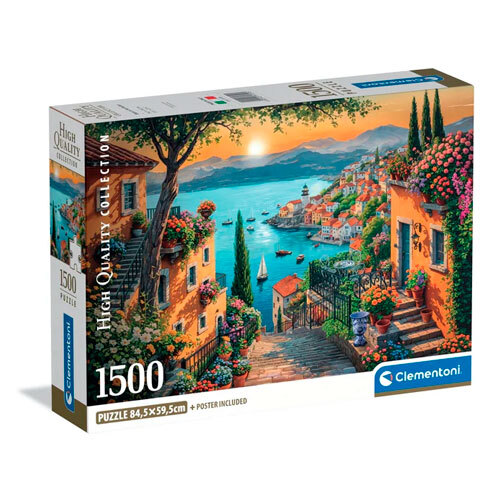 Puslespil 1500 brikker - Trappe til havn + plakat