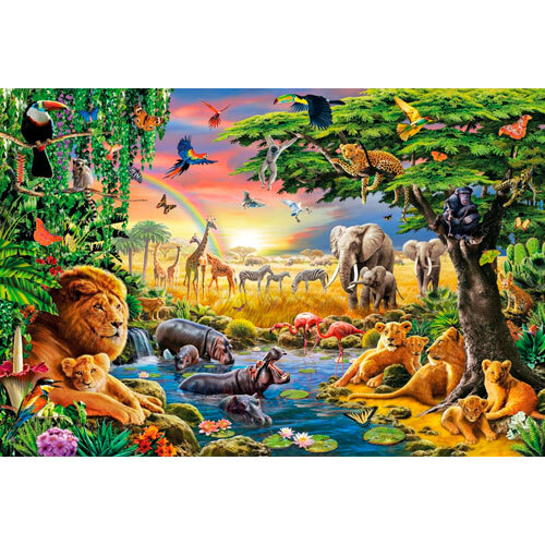 Stort puslespil 2000 brikker - Afrikanske dyr