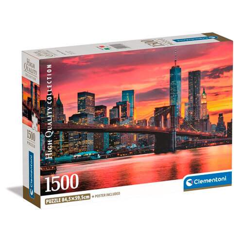 Puslespil 1500 brikker - New York River + plakat