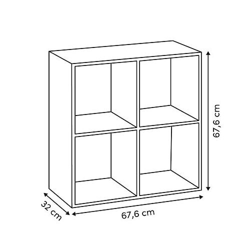 Mix n' Modul reol i træ - Grå 4 rum