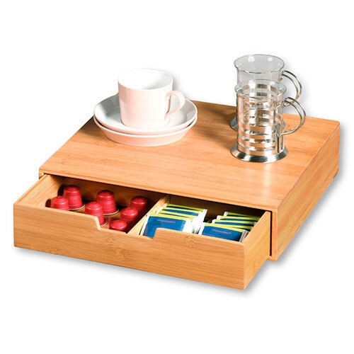 Kapselholder med udtræksskuffe i bambus