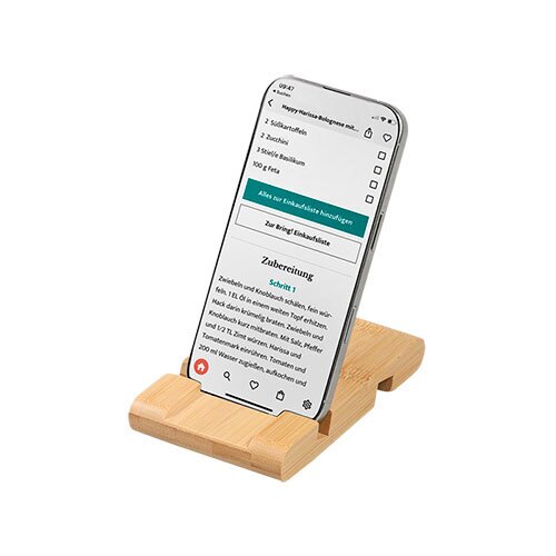 Smartphoneholder i bambus -  13 x 8 cm.