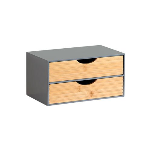 Organizer bambus/MDF - 2 skuffer | Grå