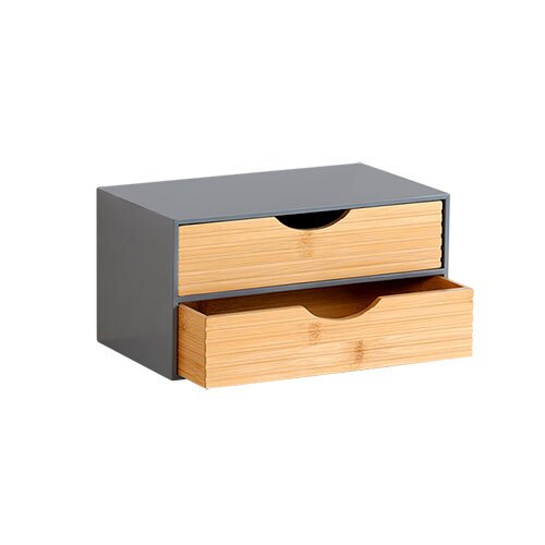 Træ organizer i grå - 2 rum