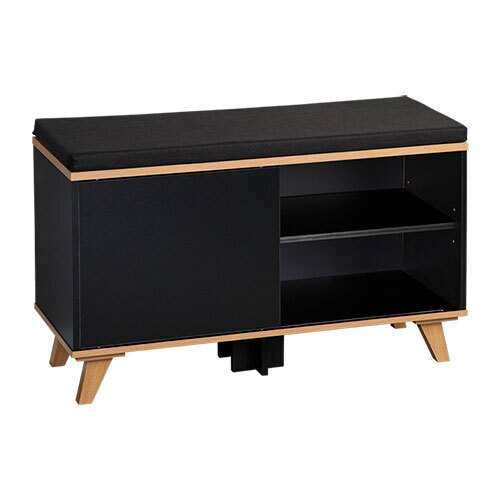 Skobænk i træ med hynde - Sort