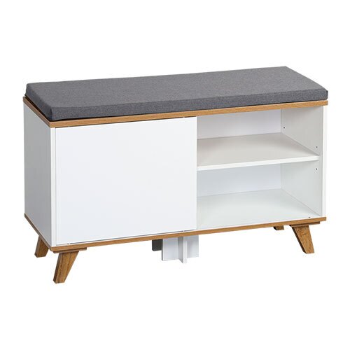 Skobænk i træ med hynde - Hvid