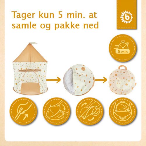 Legetelt til børn - Pop up Dots | Beige