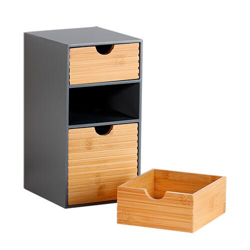 Træ organizer i grå - Lodret Pure Line 3 rum