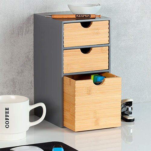 Organizer til kontor med 3 rum - Lodret Pure Line Grå