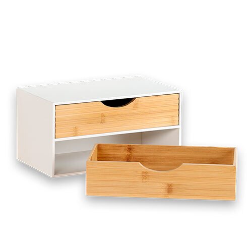 Organizer i træ med 2 rum - Pure Line Hvid